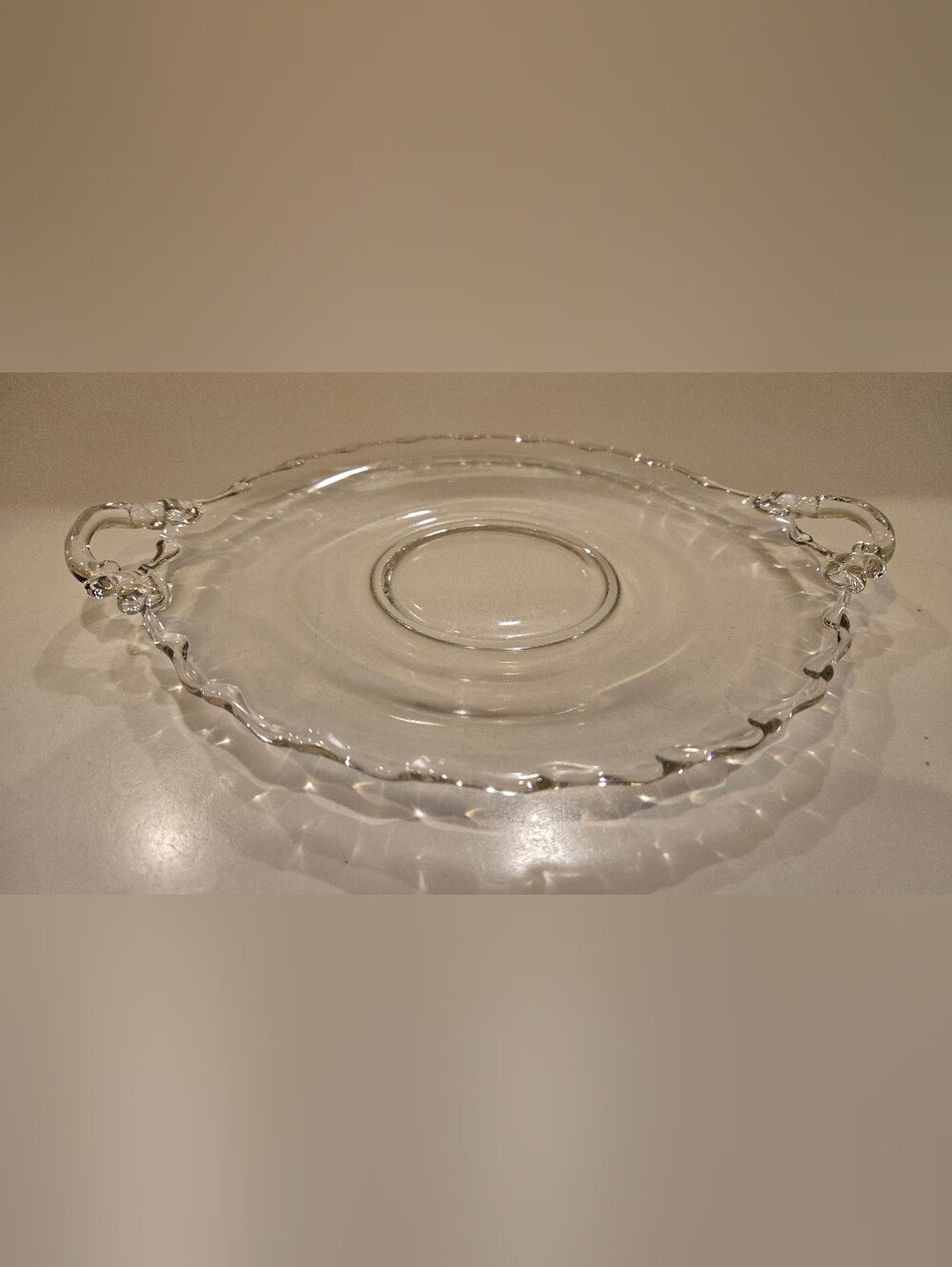 Vintage Fostoria Clear Glass Serving Platter with Handles